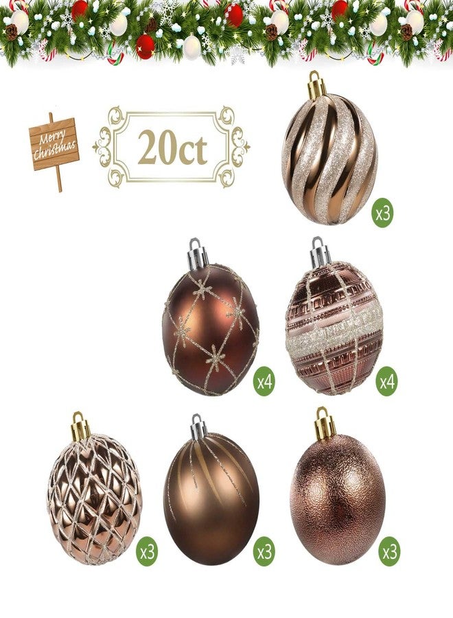 SVNVIOZ Christmas Tree Ball Ornaments 20ct Set, 2.36 Inch Copper Brown Gold Christmas Decorations, Shatterproof Hanging Ornaments for Xmas Holiday Decoration (Bronze Copper&Gold) - Image 2